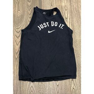 Nike Dri-Fit Tank Top "Just Do It" Racerback Athletic Cut Pullover Black Size S